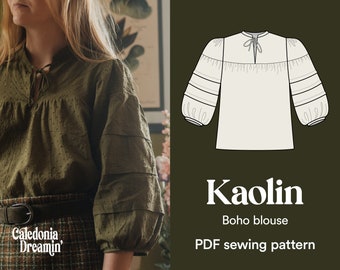 Sewing pattern woman boho blouse bohemian romantic folk vintage 70's – Kaolin
