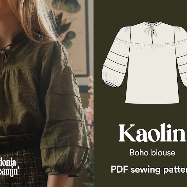 Sewing pattern woman boho blouse bohemian romantic folk vintage 70's – Kaolin