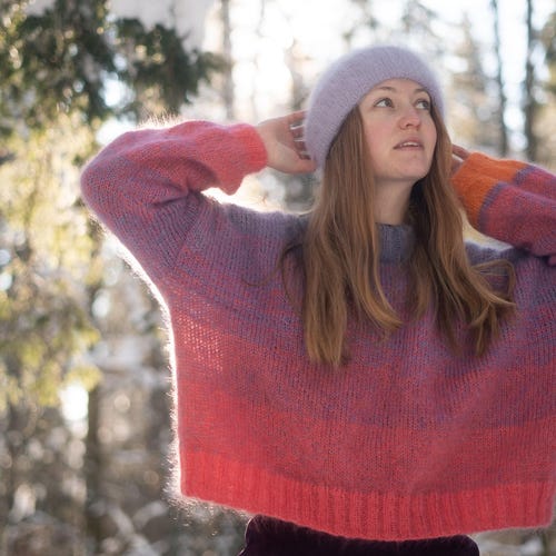 Sweater Knitting Pattern Oversized Dropped Shoulders Mohair