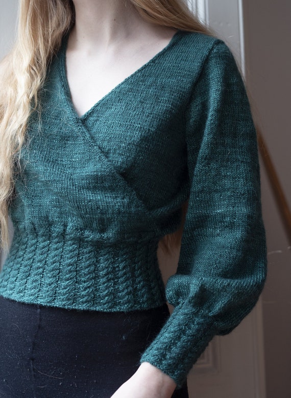 Sweater Knitting Pattern Vintage Fitted Crossover Wrap Top Sweater Knitting Pattern Vintage Fitted Crossover Wrap Top