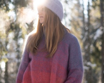 Sweater Knitting Pattern Oversized Dropped Shoulders Mohair