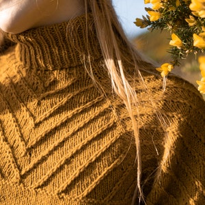 Sweater knitting pattern Vintage fitted turtleneck raglan in the round Dryad image 4