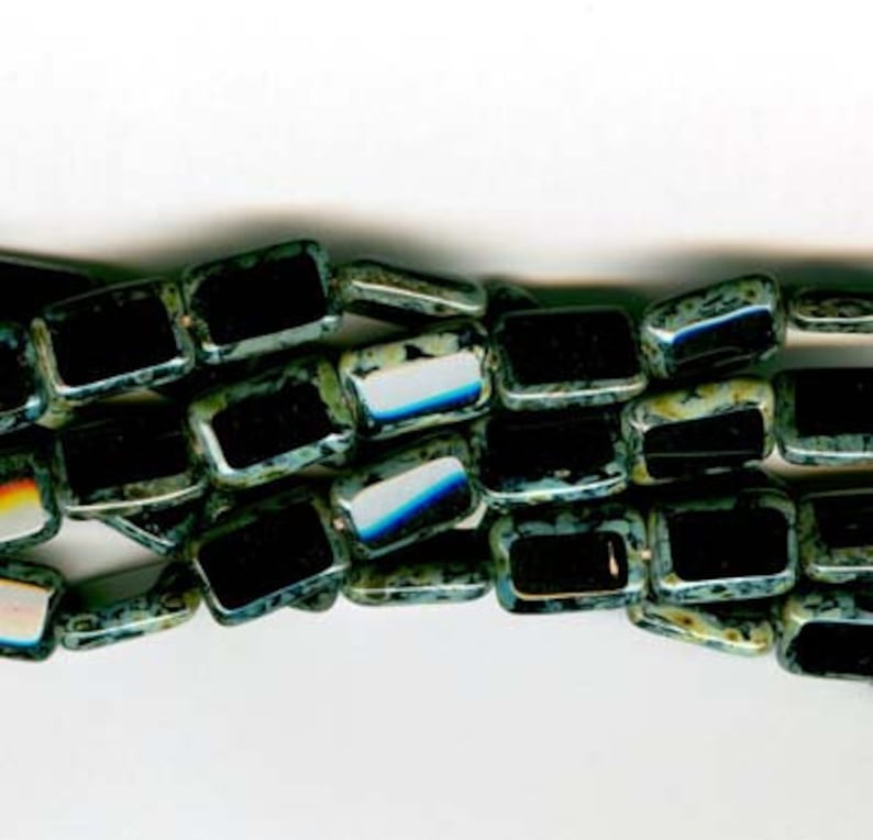 10 Clear Chicklet Square Glass Beads 8MM