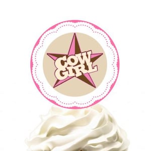 Cowgirl Digital cupcake Topper; Cowgirl printable; Cowgirl file Tag; Print at Home Cowgirl Topper; Cowgirl Instant Download; PDF Jpeg SVG