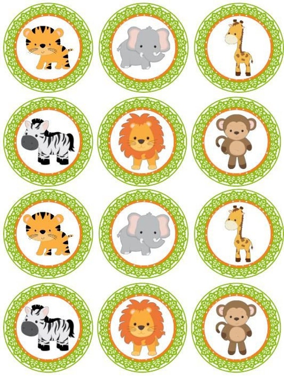 SAFARI Digital cupcake Topper Jungle Animal Cupcake Toppers