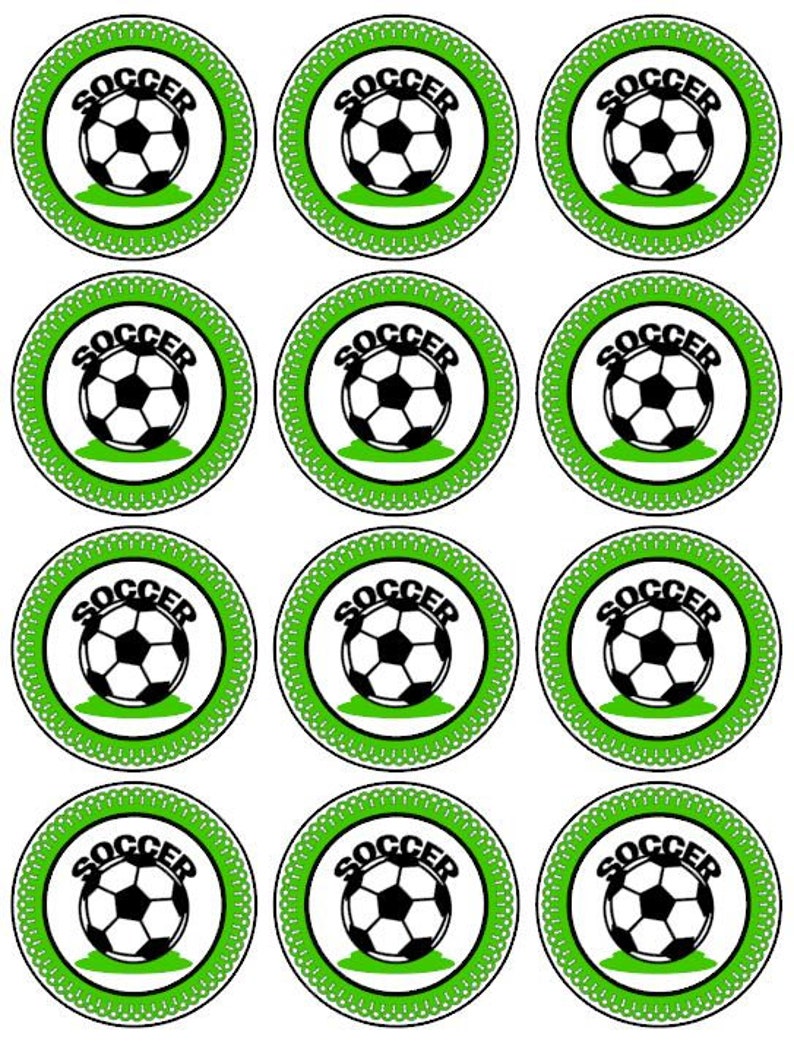 Soccer Digital Cupcake Topper; Soccer Printable Topper; Soccer File Tag ...