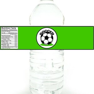 Soccer Digital water label, Soccer water bottle label, Soccer Birthday Party Label, Printable soccer label, Soccer PDF; Soccer Napkin wraps