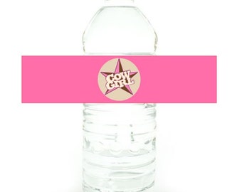 Cowgirl Digital water bottle label, Country label, Cowgirl Birthday Party Label, Printable Cowgirl label, Napkin wraps, PDF jpeg SVG format