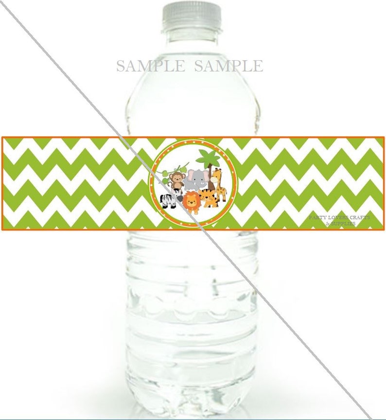 Jungle Water Bottle Labels Safari Napkin Wraps DIY Printable Etsy