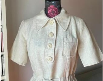 Camisa/Casaco Vintage dos Anos 70 in Linho Bege