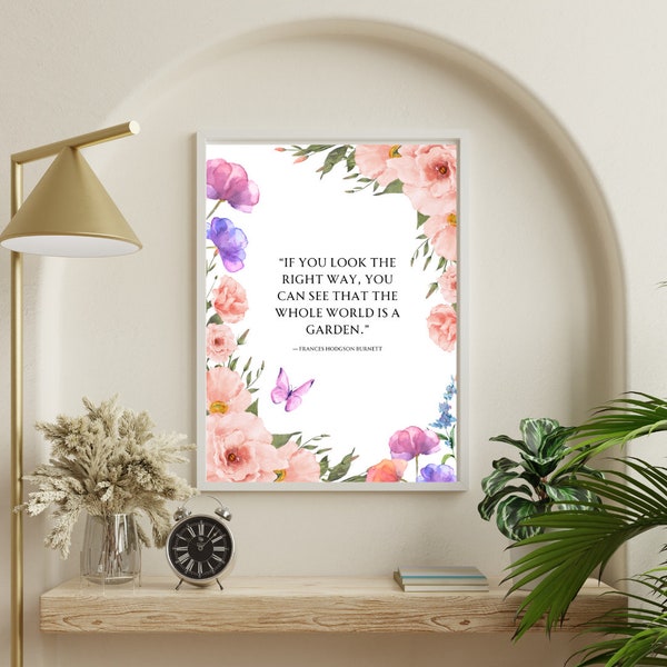 Frances Hodgson Burnett Quote Art, The Secret Garden Wall Art, Cute Printable Wall Art Print, Watercolor Wall Art, 8X10, 5 X7, PDF, PNG