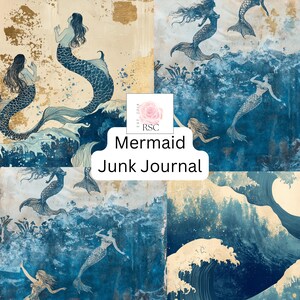 Meerjungfrauen Junk Journal | DIY Ozean und Meerjungfrauen Thema | Unter dem Meer Junk Journal Kit | Sirene Ephemera für Junk Journals| Vom Meer Inspirierte Seiten