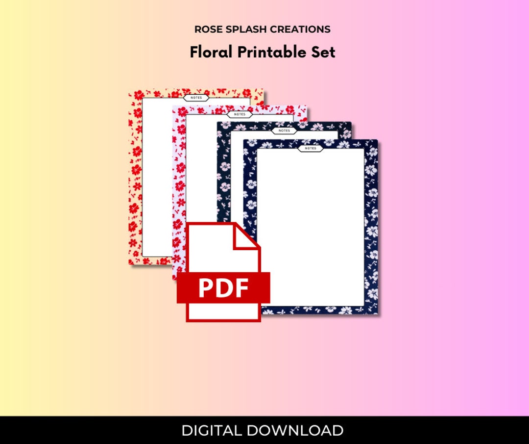 Floral Printable Set| Petal Notes Printable Set-note Pages Printable ...