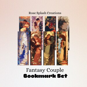 Zestaw zakładek Fantasy Romance| 8 zakładek w formacie PDF i PNG| Prezenty dla miłośników książek| Prezenty dla klubów książki| Zakładki dla par