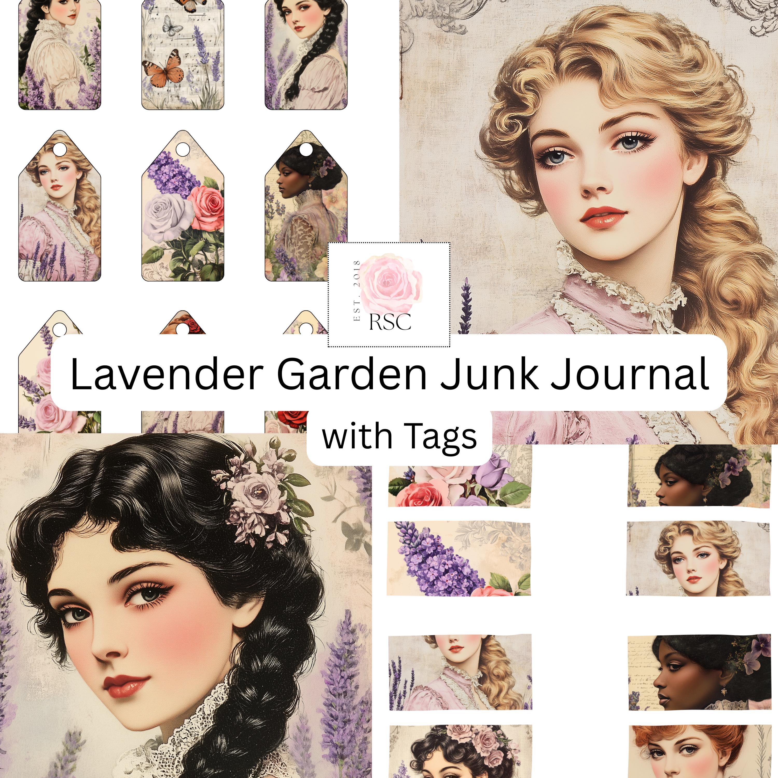 Printable Victorian Junk Journal Kit – Lavender Vintage Ephemera Pages ...