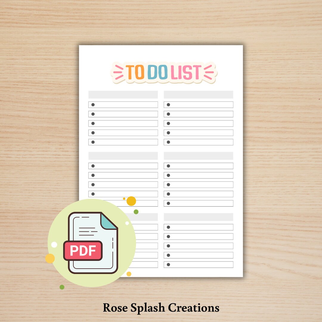 To Do List Checklist.pdf To Do List Printable, Checklist PDF, Checklist, Organized, Cute ...