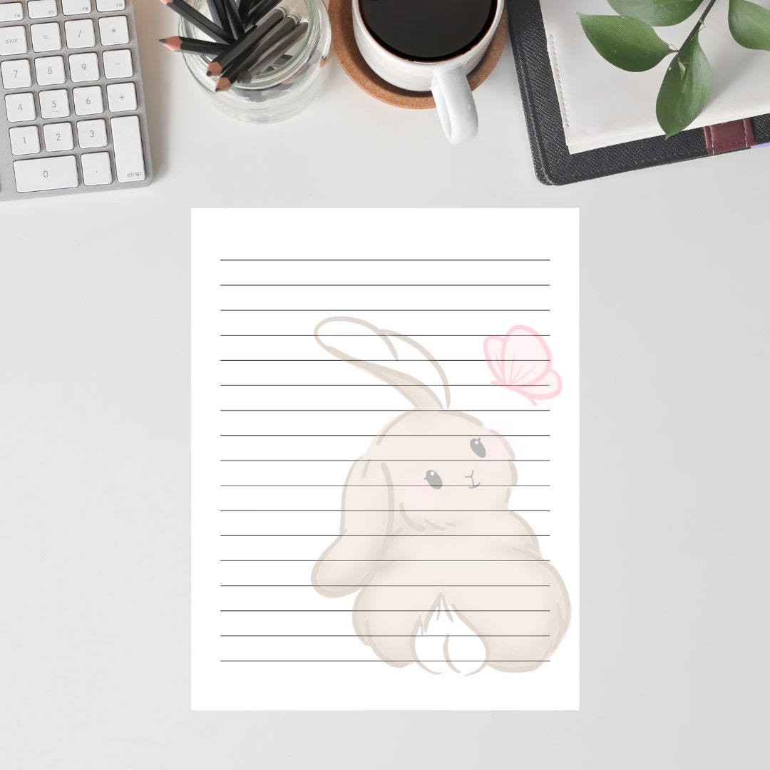 Bunny Stationery Paper, Letter Writing Paper, Instant Download, Cute ...