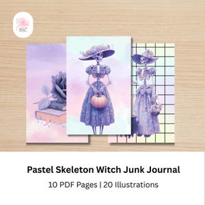 Pastel Skeleton Witch Junk Journal Printable| Soft Pastel Halloween Junk Journal PDF| Instant Download| Digital Scrapbook Paper