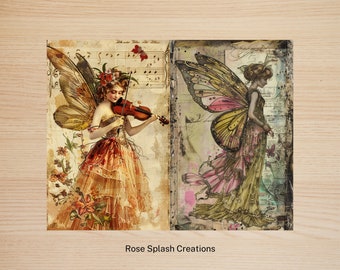 Fairy theme Junk Journal Pages| Lost in Fairyland Printable Journal| Musical Fairies Junk Journal Kit| Background Pages| Digital Collage PDF