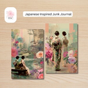 Japanese Inspired Junk Journal Printables| Print-at-Home Japanese Junk Journal| Vintage Japanese Junk Journal Paper| Scrapbook Pages PDF