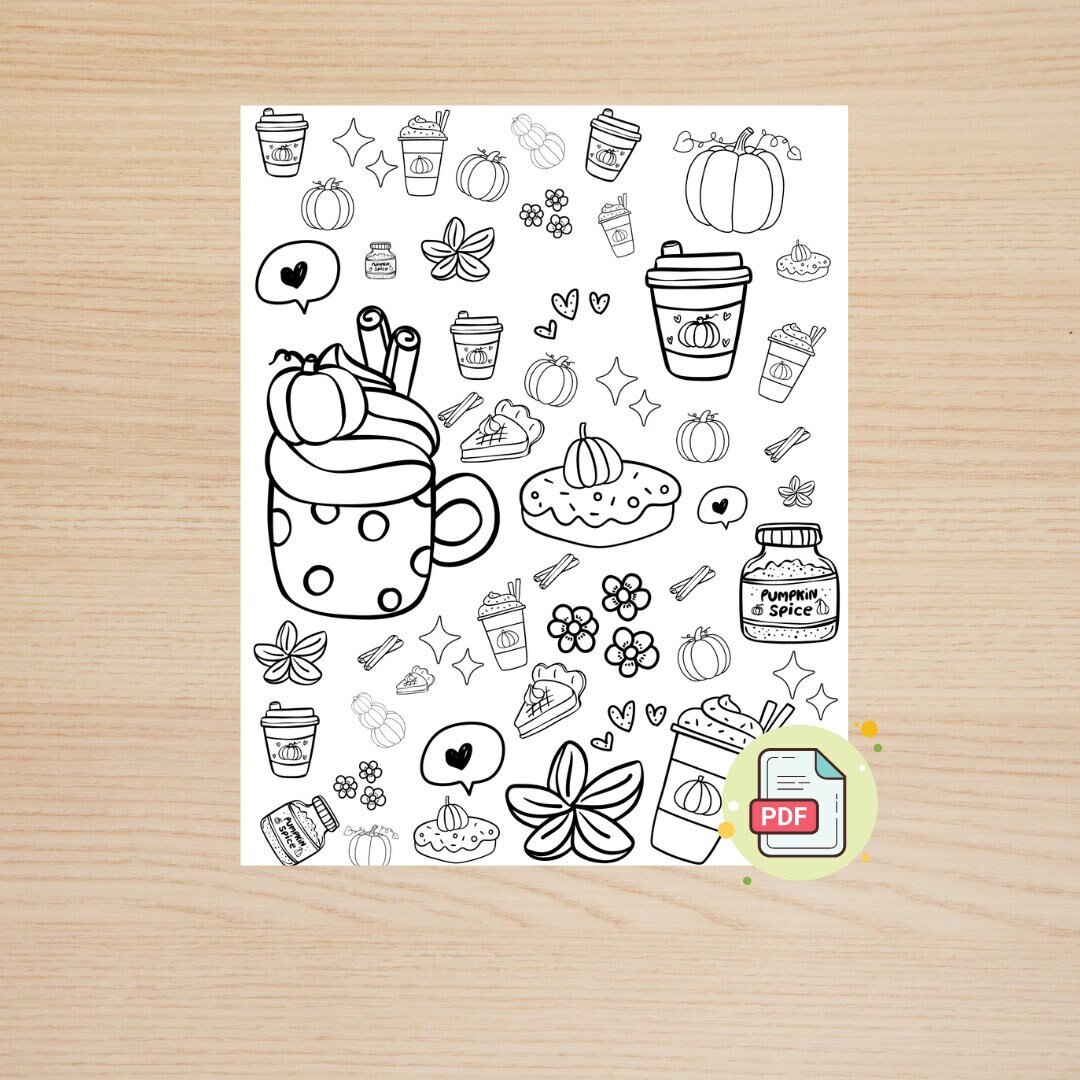 Pumpkin Spice Coloring Page Etsy