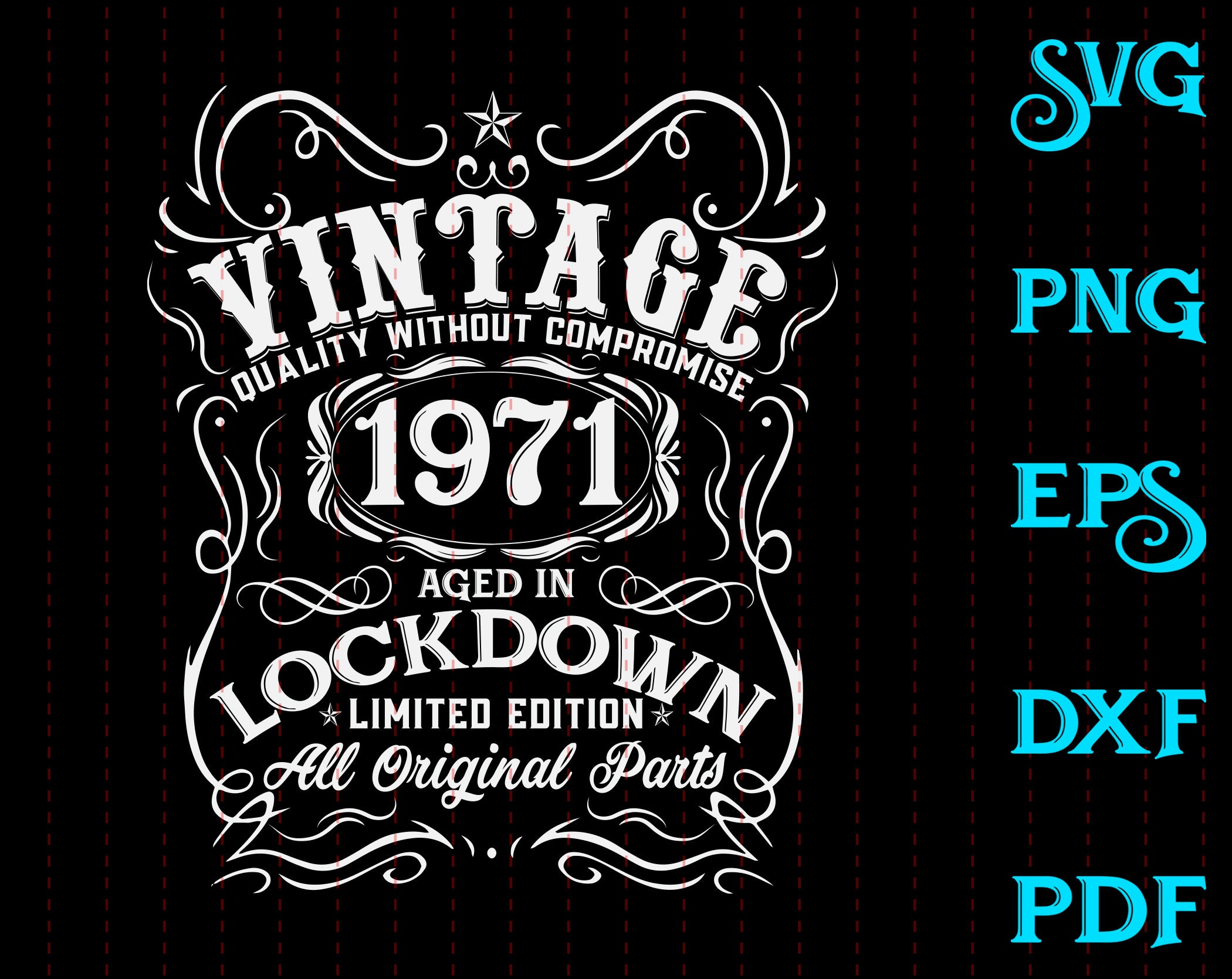 Vintage 1971 aged in Lockdown SVG 50th Birthday Quarantined | Etsy