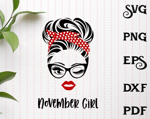 Download November Girl SVG Face Wink Eyes Lady SVG November ...