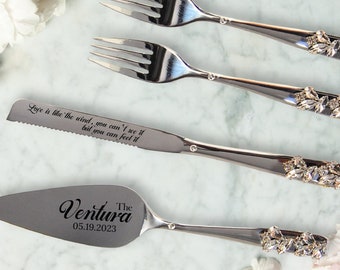 Wedding cake knife set | Engraved cake server