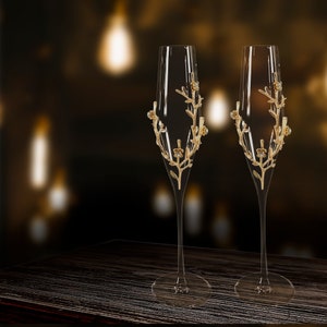 Champagne Flutes Wedding Gold Glasses Wedding toasting glasses