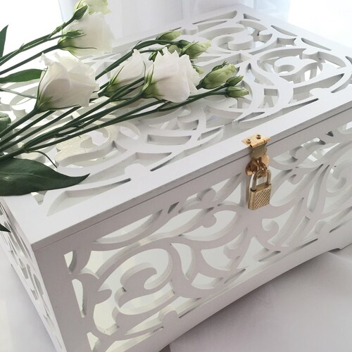 Wedding Card Box With Slot and Lock Wishing Well Box Etsy