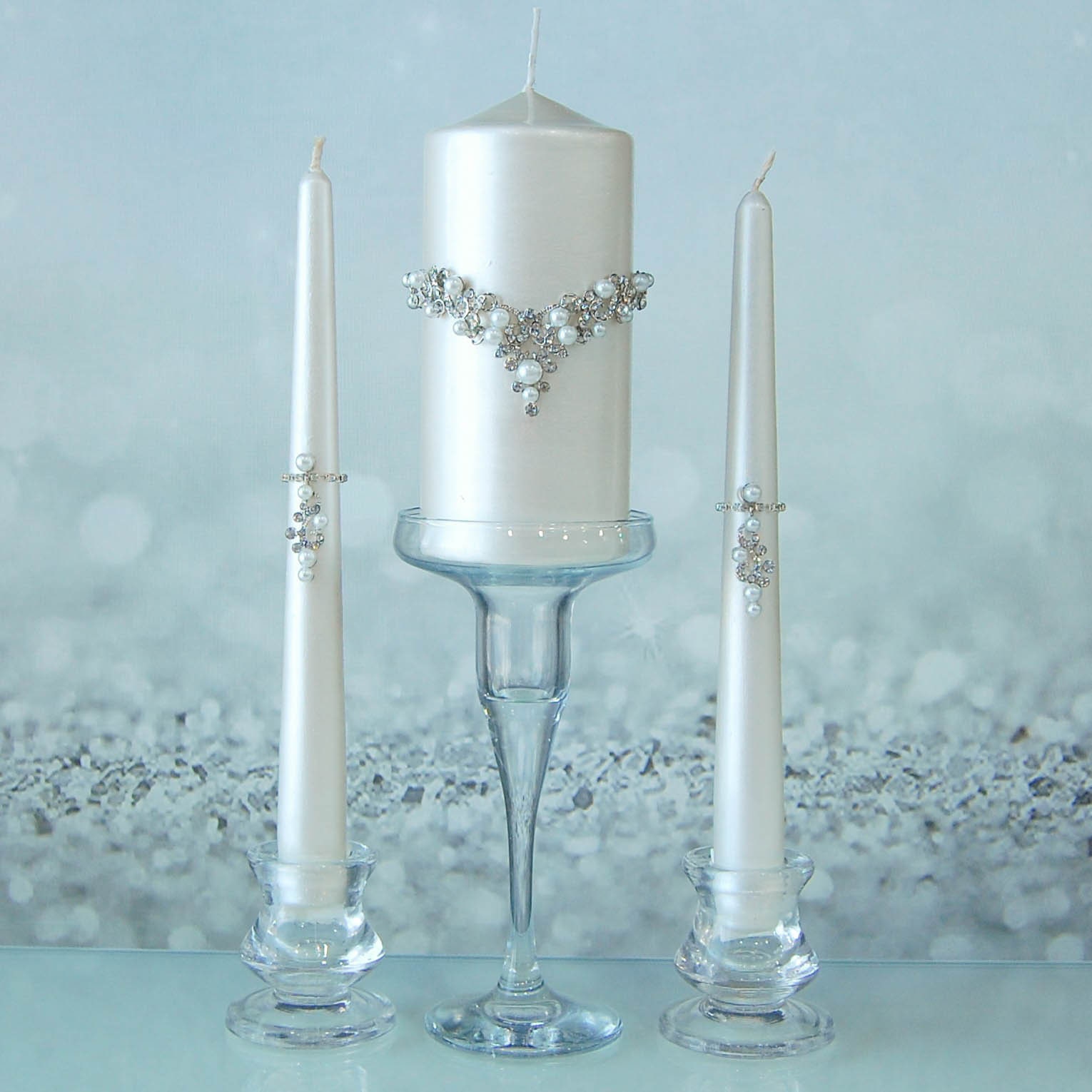 Unity Candle Set Candles Wedding Ceremony With Silver & Etsy
