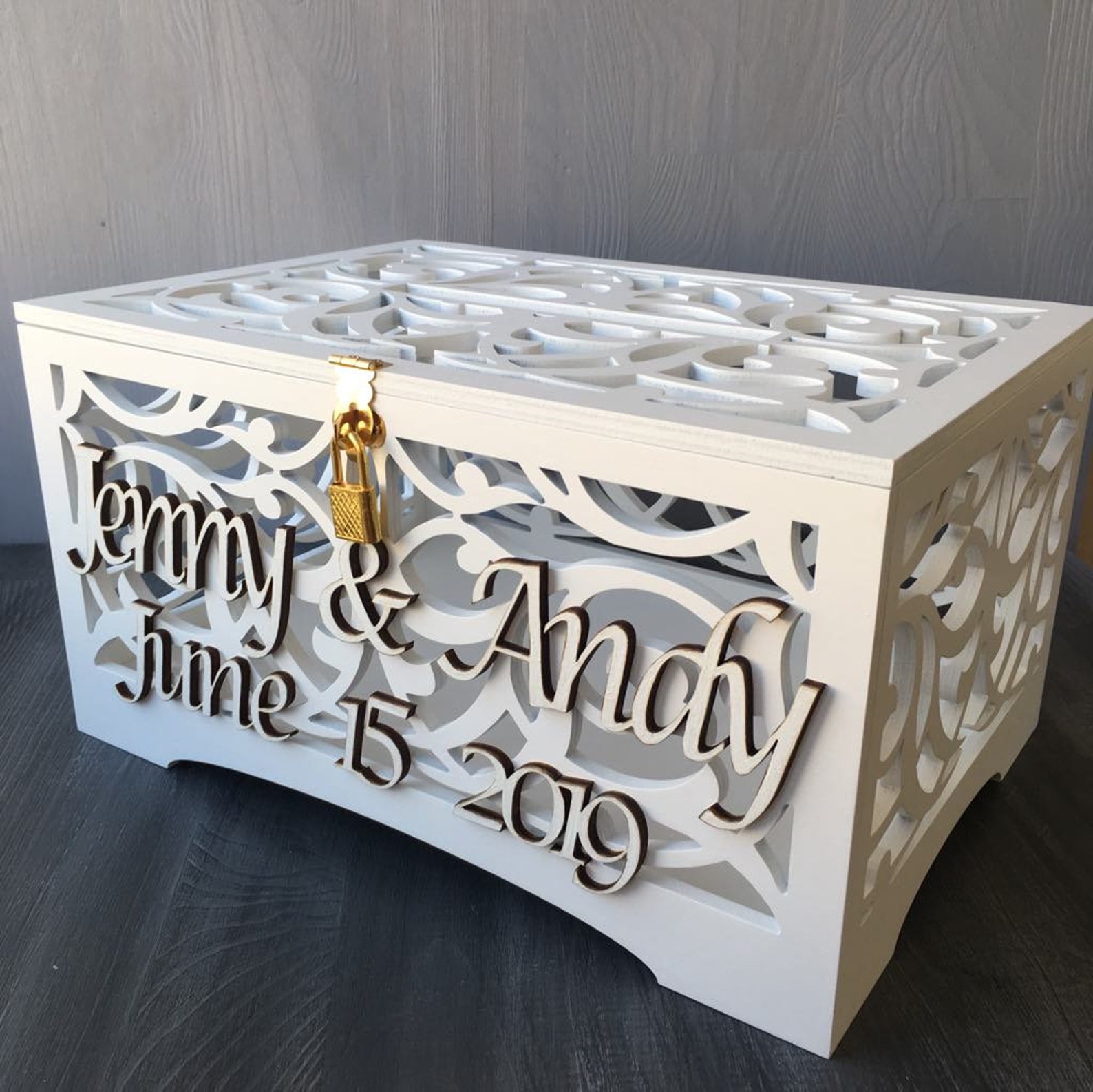 Wedding Card Box With Slot and Lock Wishing Well Box Etsy