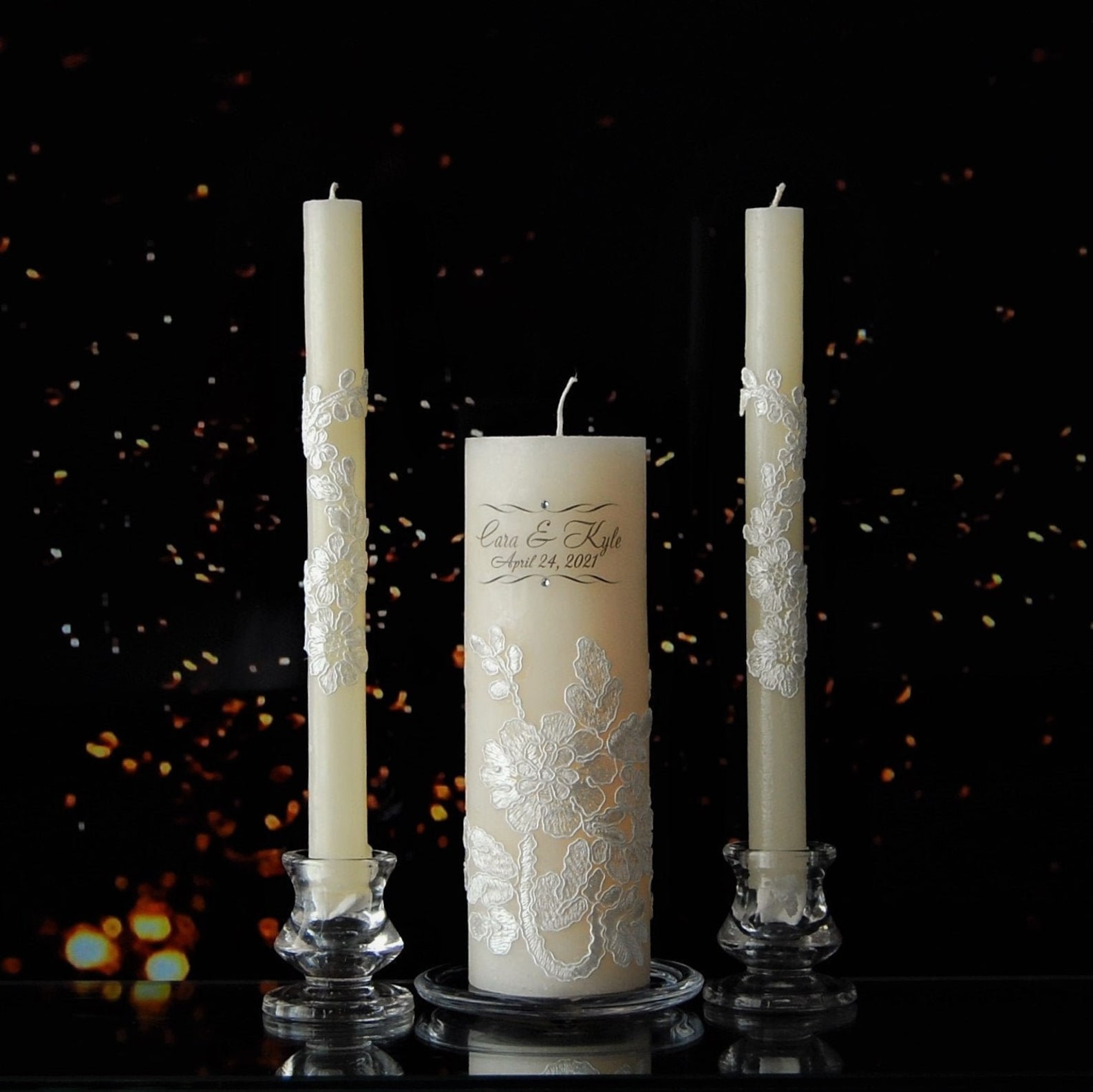 Unity Candle Set for Wedding Beige Unity Ceremony Candle Etsy