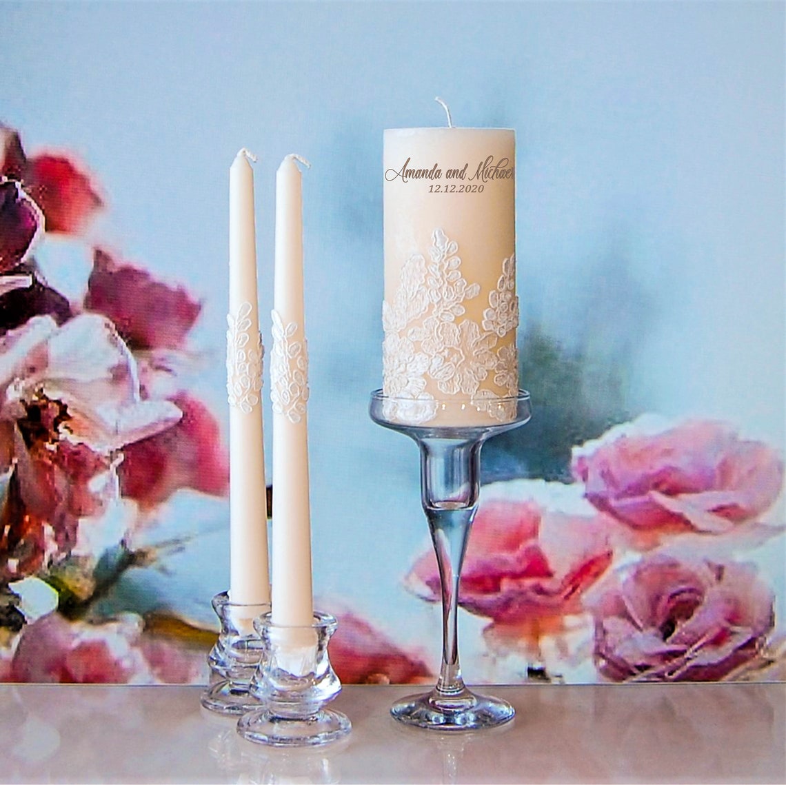 Wedding Unity Candle Set for Wedding Personalized Unity Candle Etsy