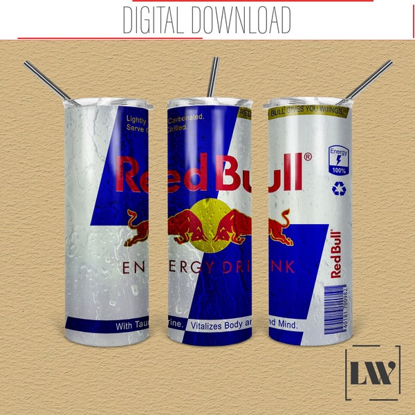 Red Bull Workout | 20oz Skinny Tumbler Design Sublimation Digital Download Template