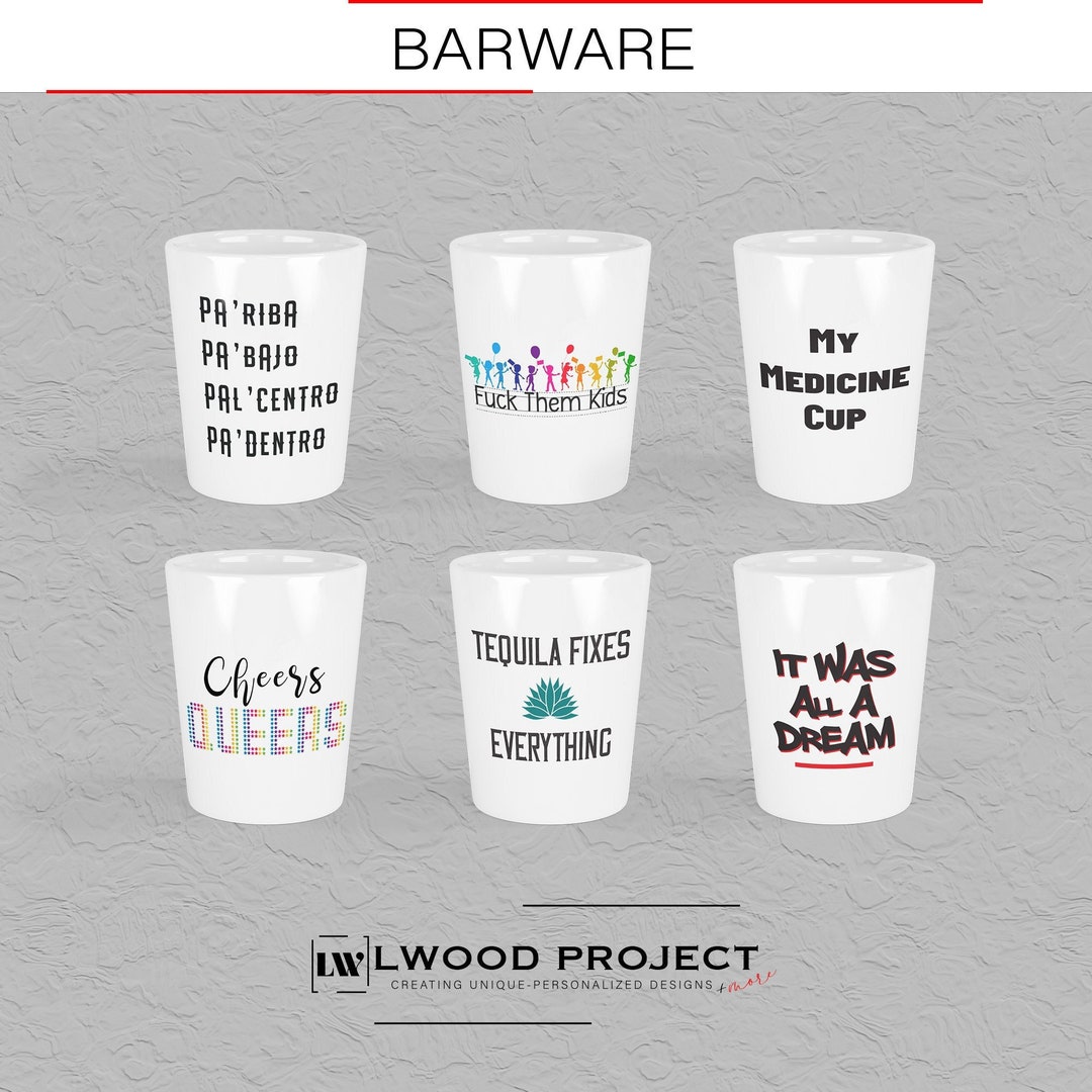 Shot Glass Personalized Sublimation Waterslide Dish Washer Safe Logo