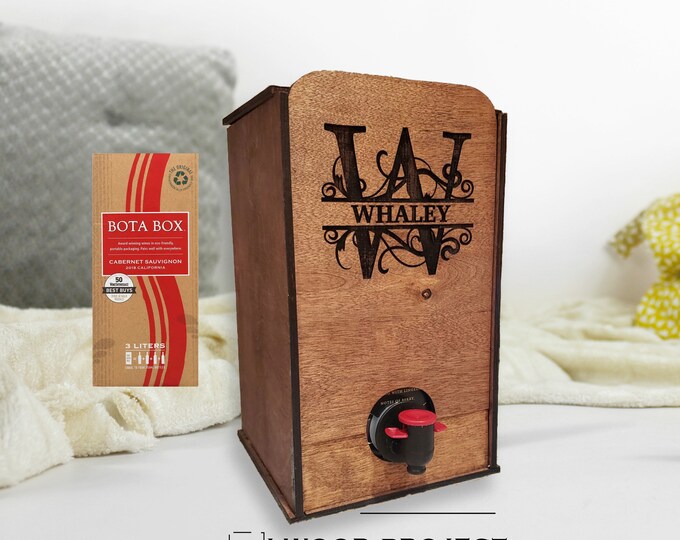 Boxed Wine Cover Winewood Walnut Wooden Case Fits 3 & 5 Liter Boxes of