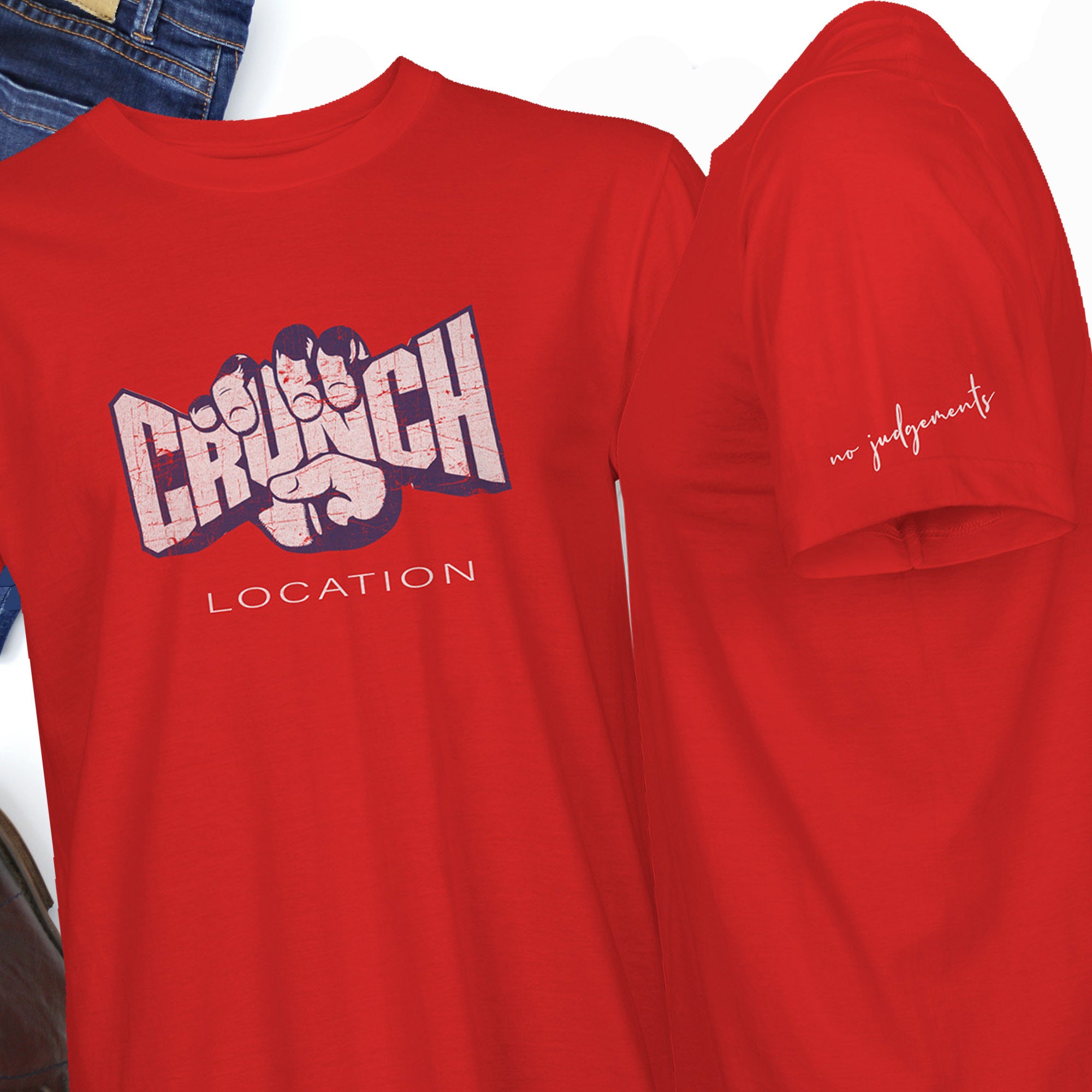 Unisex Soft style Color T shirts With Crunch Fitness Graphic Front and Side Arm Design Etsy UK