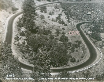 Rowena Loops Columbia River Highway Oregon Real Photo Postcard