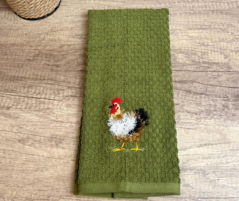 Rooster Kitchen Towel Waffle Texture Cotton Farmhouse Accent Rustic ...