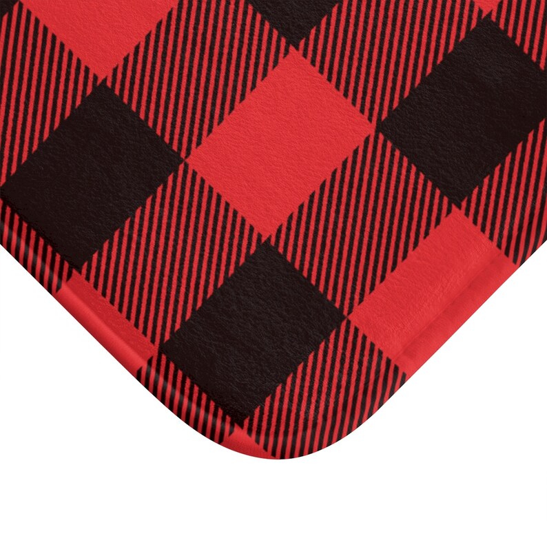 Red and Black Checkered Bath Mat and Rugs
