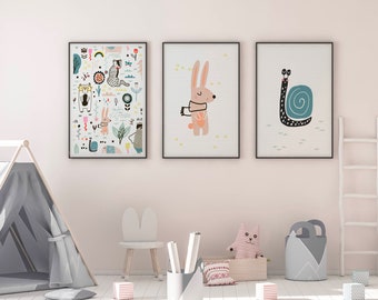 Illustration kids, Modern Wall Art space, animal Print, Planet Print, Nordic Design, Scandinavian Poster, Modern Wall Decor | A4, A5