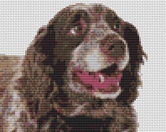 Chocolate Spaniel Dog Puppy Counted Cross Stitch Kit 7"  x 6.5"