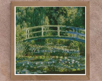 Monet Japanese Bridge Counted Cross Stitch Kit 33 x 32cm -14 count