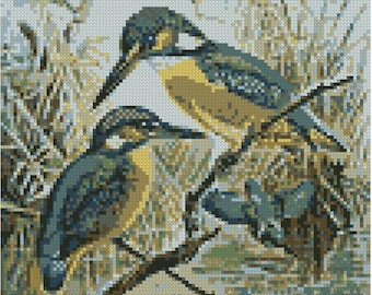 Kingfisher Bird Counted Cross Stitch Kit 10" x 9.55" --11 Count