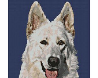 White Shepherd Alsation Dog Puppy Counted Cross Stitch Kit 11" x 10"