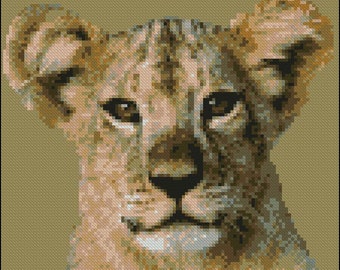 Lion Cub 1 Complete Counted Cross Stitch Kit 8" x 7"