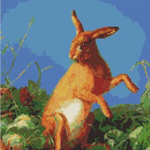 Hare in Field Rabbit Counted Cross Stitch Kit 10&quot; x 13&quot; 14 Count