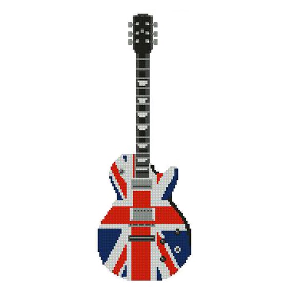 Union Jack Guitare électrique 30,5 x 10,2 cm Kit de point de croix