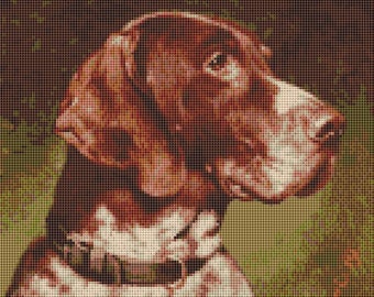 German Shorthaired Pointer Dog Puppy Counted Cross Stitch Kit 13" x 13" 33cm x 33cm 11 count